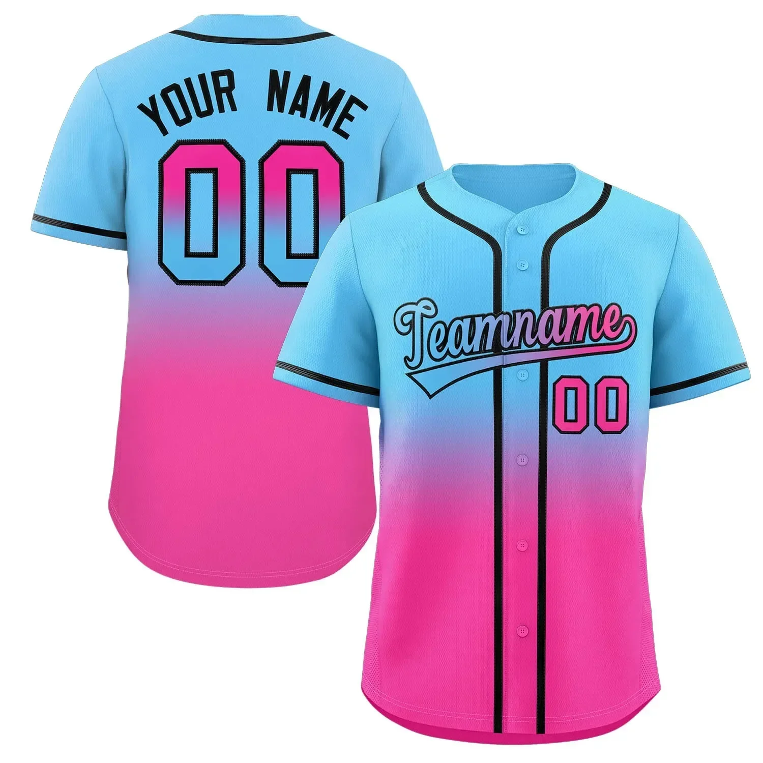 Gradient Baseball Jersey Custom Team Shirt Print Personal Name Number Stripe Hip Hop Sportswear Baseball T-shirt Men/Women/Kids