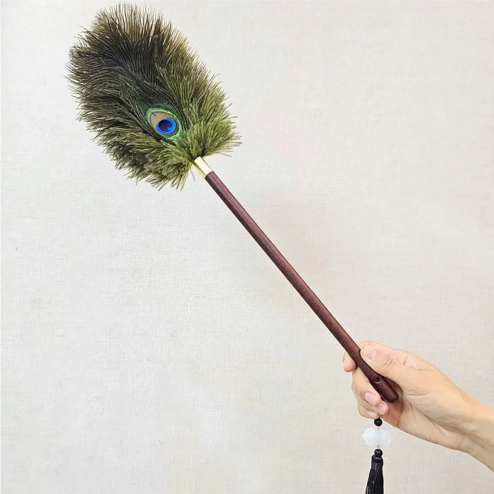 

Soft Peacock Ostrich Feathers Duster Anti-static Long Handle Feather Cleaning Brush Fluffy Retro Fur Cleaning Tools Sofa