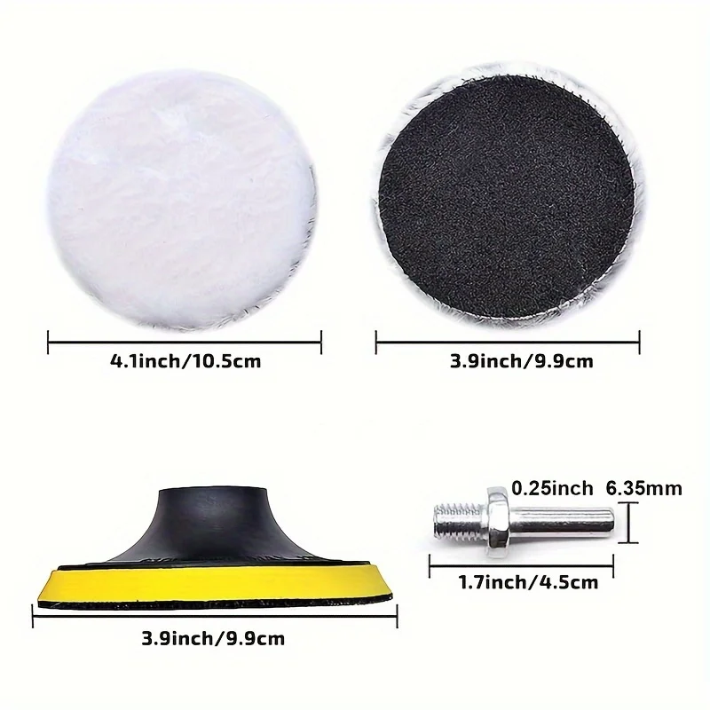 4-Inch Car Polishing and Waxing Set, Vehicle Care Set, Car Beauty Polishing Wheel, Waxing Pad, Wear-Resistant and Durable