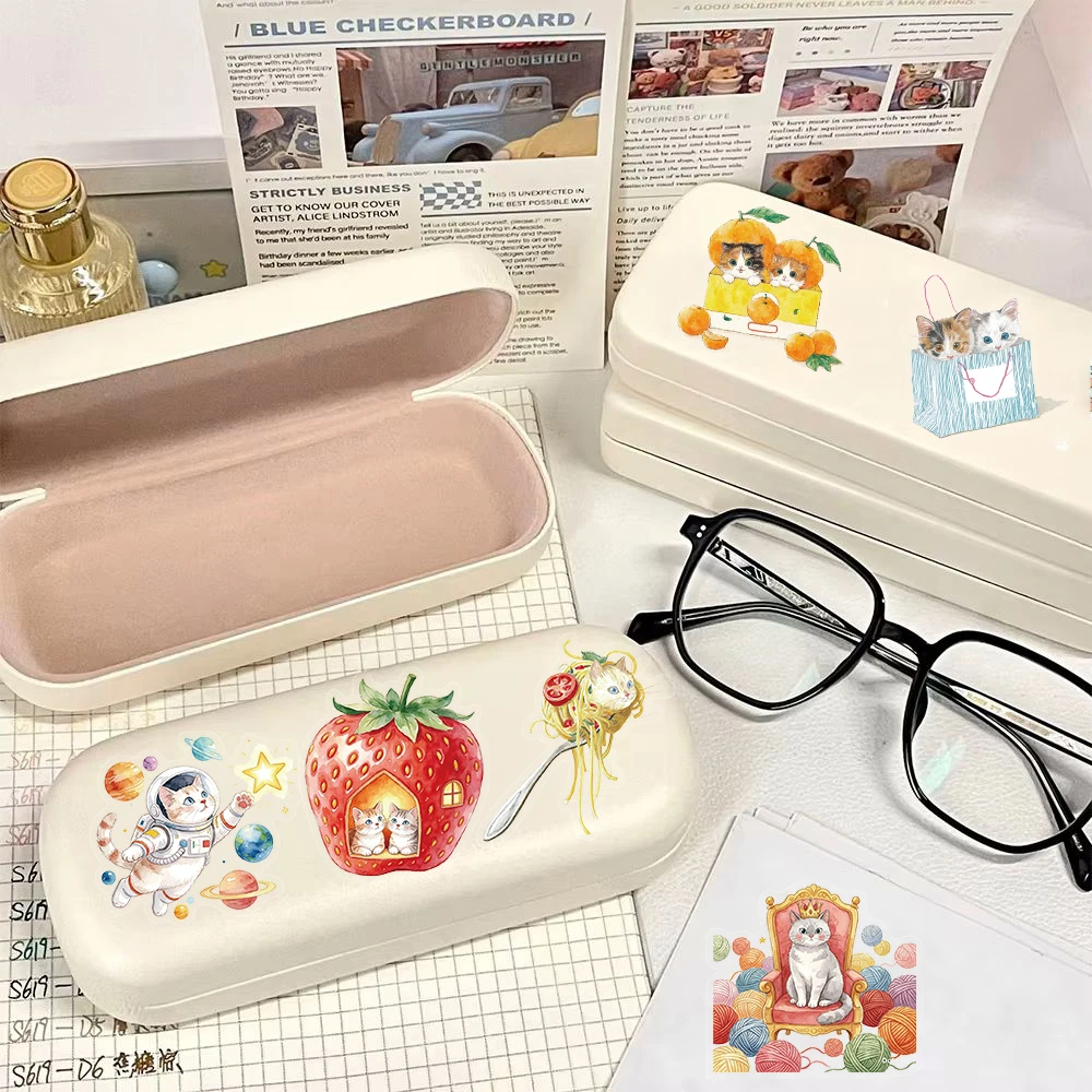 50PCS Cute Cat Sticker Harajuku Case DIY Stationery School Supplies PET Fashion Cartoon Laptop Luggage Vintage Sticker