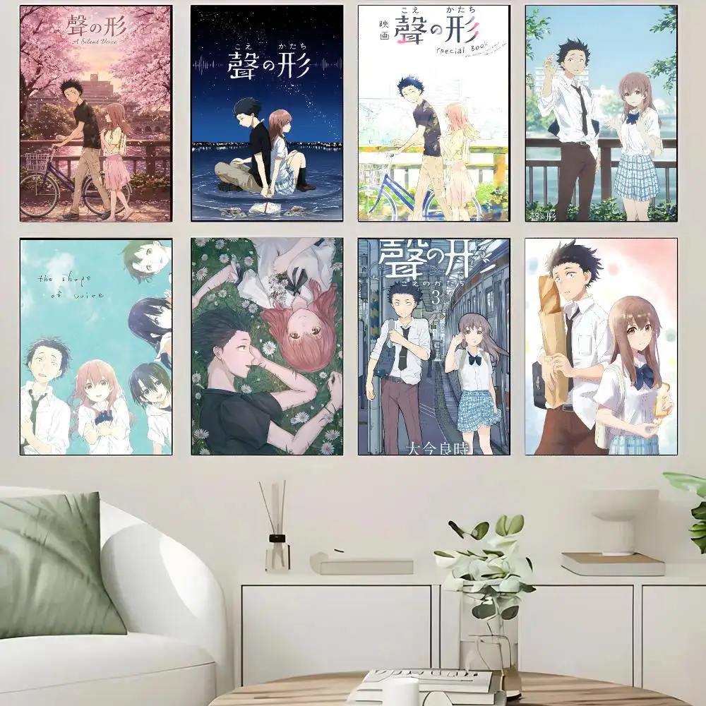 Japanese Anime A S-Silent Voice Poster Self-adhesive Advanced Aesthetic Printing Paper Wall Art For Living Room Home Decor