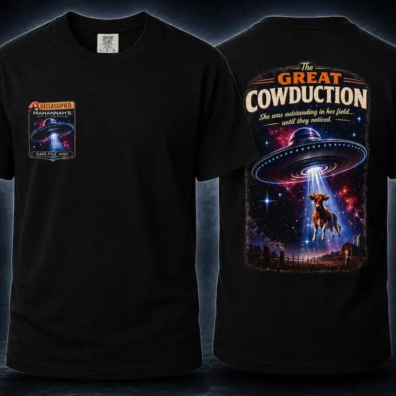 Funny UFO Cow Alien Cow Abduction Retro Sci-Fi Cute Farm T-Shirt