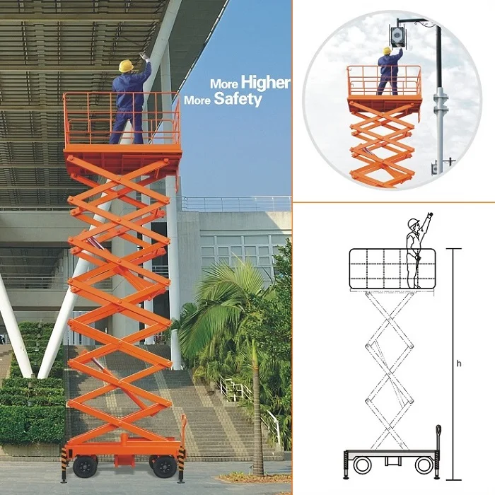 Light Weight Mobile Scissor Lifter Lifting Platform Convenient Relocation For Short Term Rental Business Use