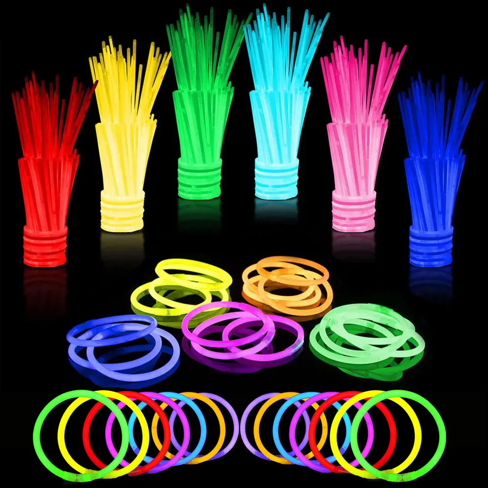 1/30PCS Glow In The Dark Party Bracelets Glow Sticks For 80s 90s Disco Supplies Decor Neon Halloween Birthday Party Decorations