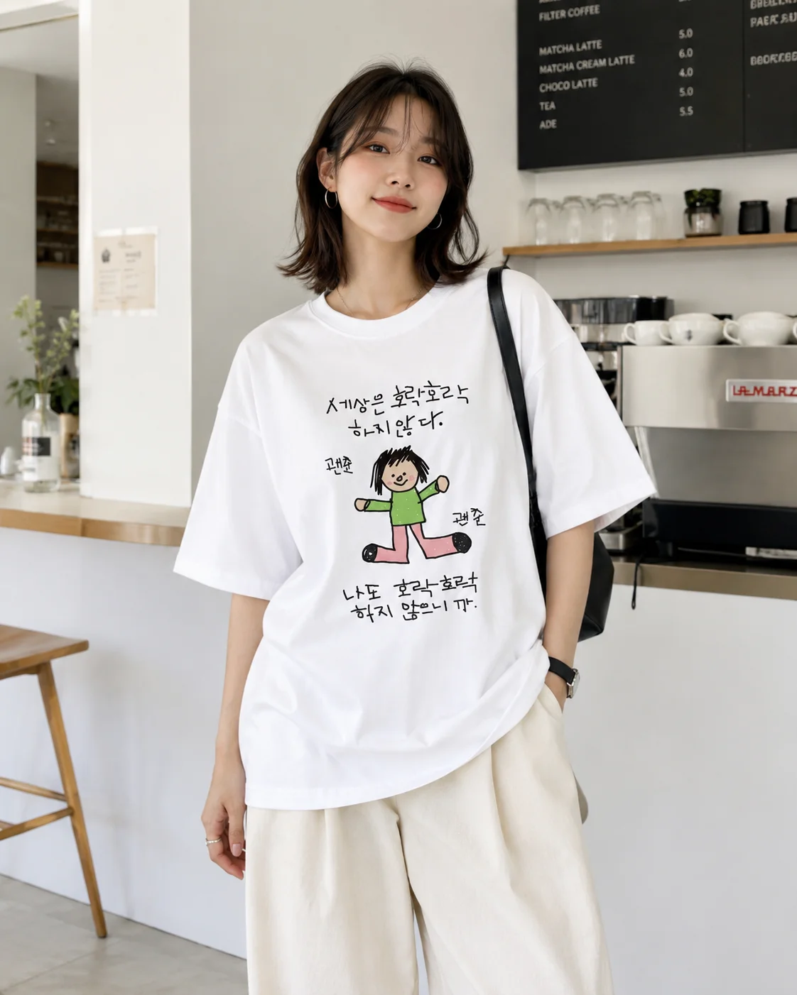 Kurzärmliges T-Shirt mit Chara – Korean Pants Lifestyle Bewertung und Preis