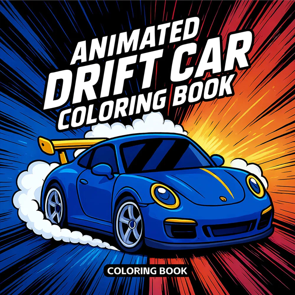 

ANIMATED DRIFT CAR Coloring Book for Adult 24 pages Stress Relief Art Activity DIY Painting Drawing Book - Ideal Gift