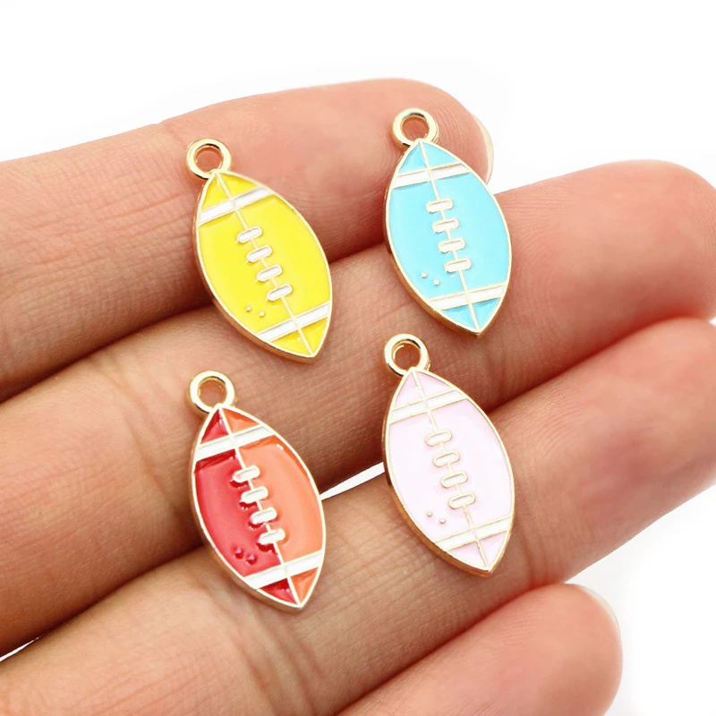 20pcs 20x10mm Enamel Rugby Small Charms Pendant Zinc Alloy Metal DIY Jewelry Making Accessories Findings for Bracelet Necklace