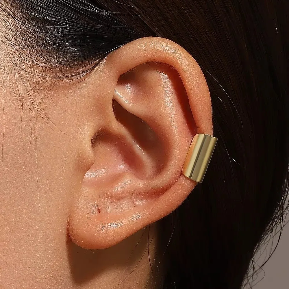 Stainless Steel Non Piercing Ear Cuff Simple Design Long Tube Long Tube Ear Clip Metal Jewelry Geometric Shape
