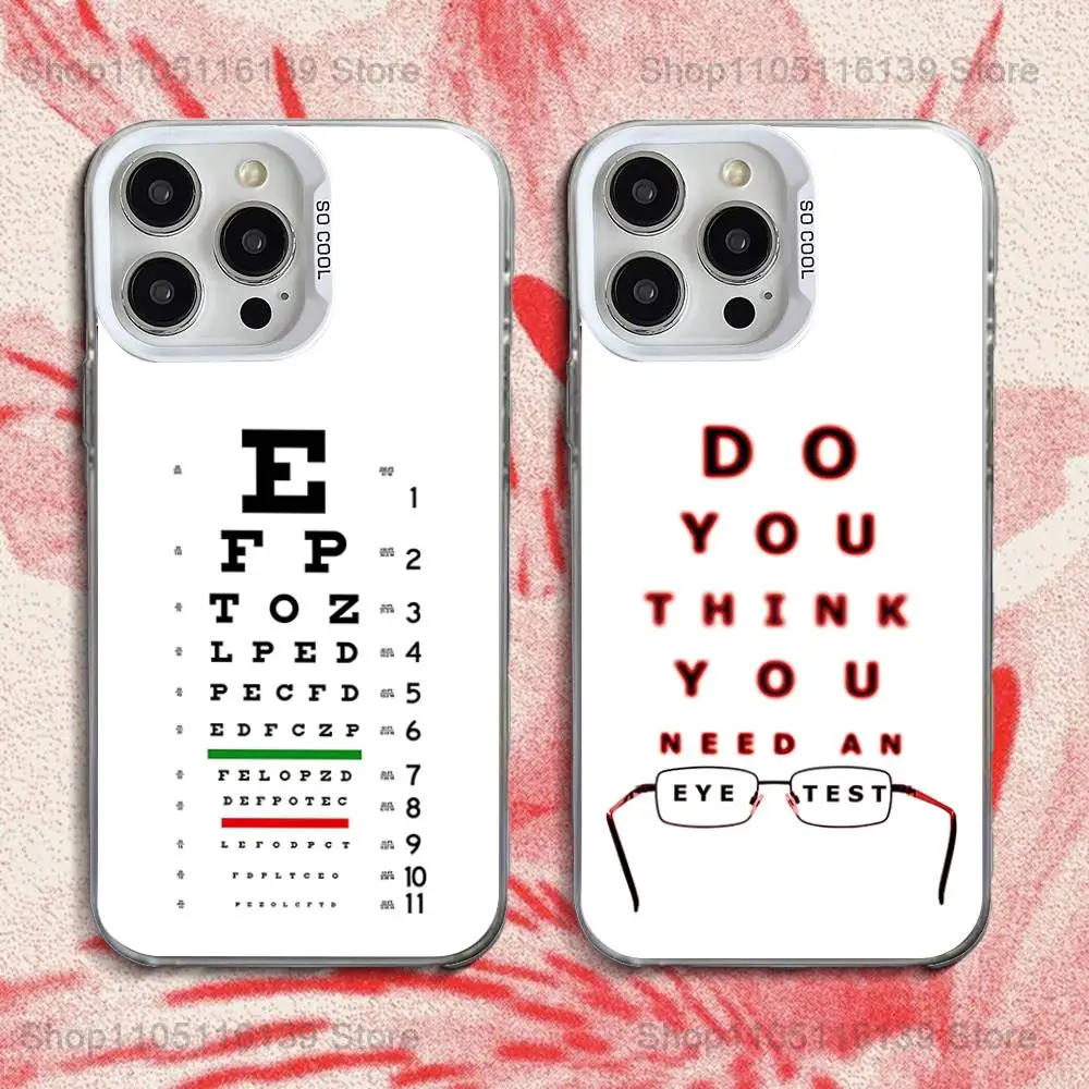

Phone Case For iPhone 16,15,14,13,12,11,Pro,XS,Max,Plus,Mini,SE Medical Eye Vision Chart White Candy Matte Shockproof Cover