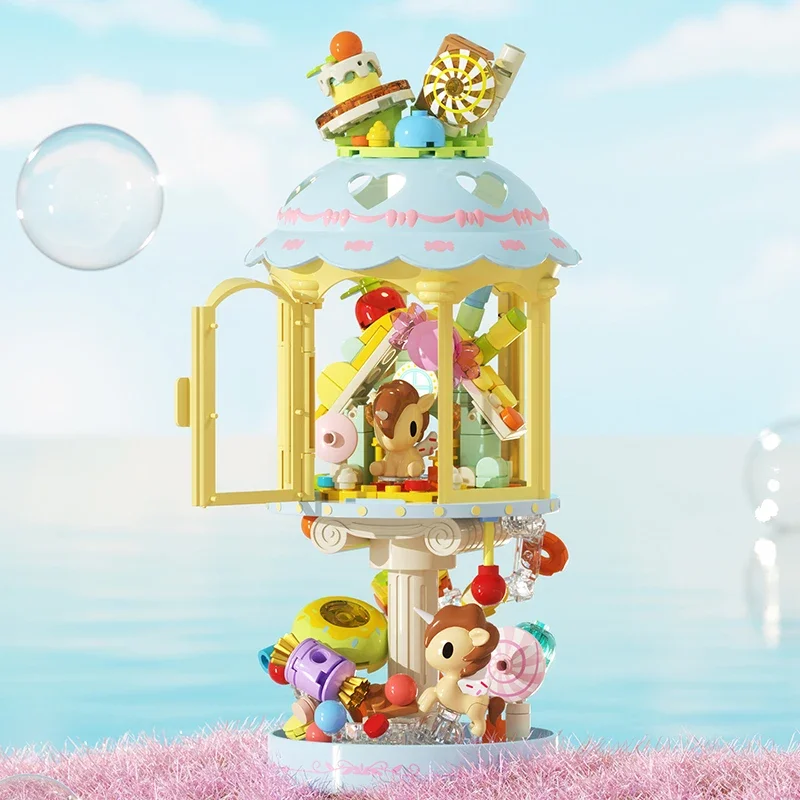JAKI Tokidoki Building Blocks Lighthouse Model Pink Heart Decor Glowing Night Light Desktop Ornament Gift For Adult Women view 3