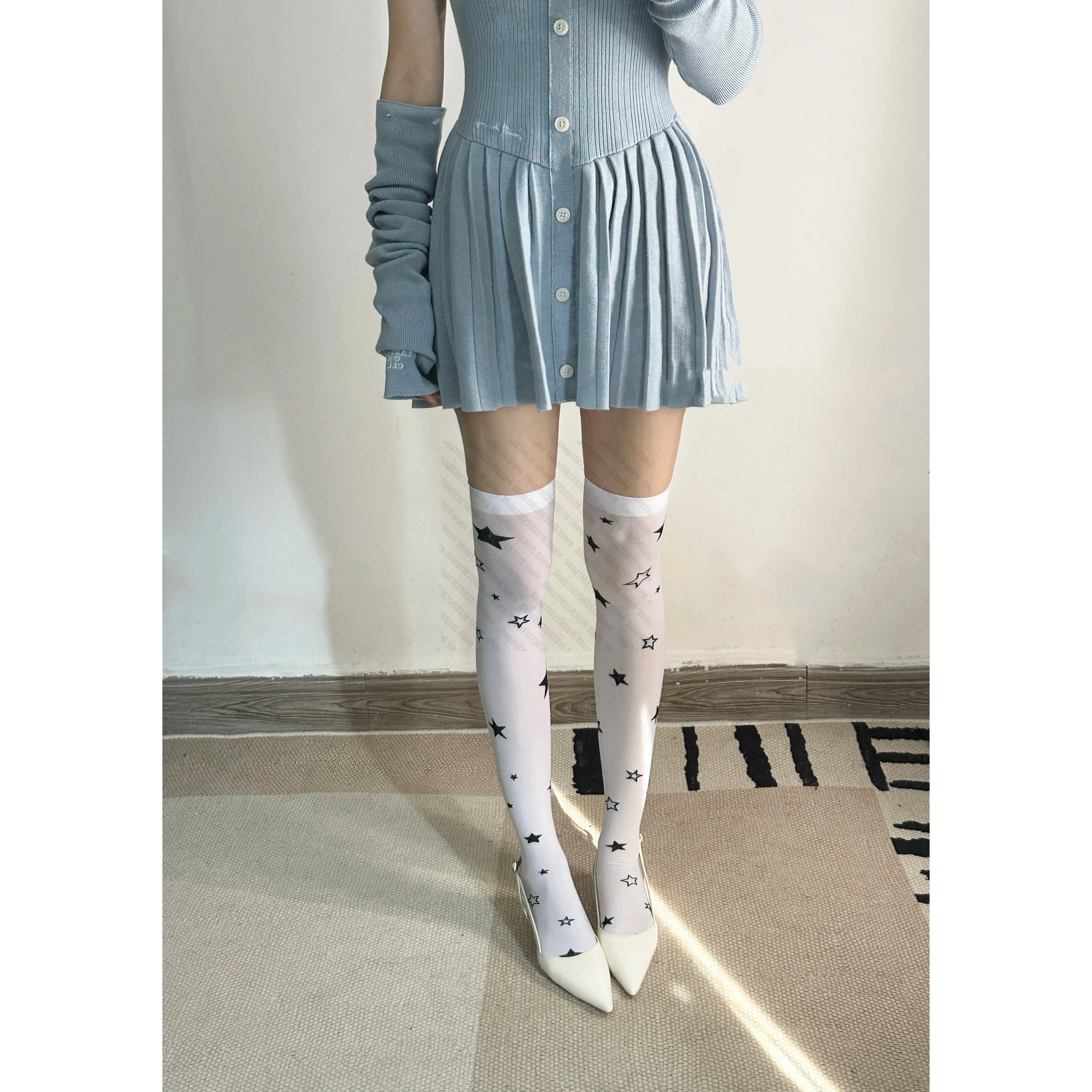 Goth Cosplay Sexy Shoopy Compression Stockings for Women Emo Funny Socks Harajuku Knee High Socks Fetish Pantyhose Lolita Punk