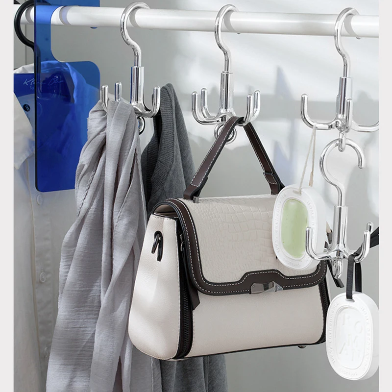 1/2pc Multifunctional Punch Free 4-Claw Rotating Plastic Hook, Rotation Coat Hanger, Belt Organizer, Scarf Storage Rack