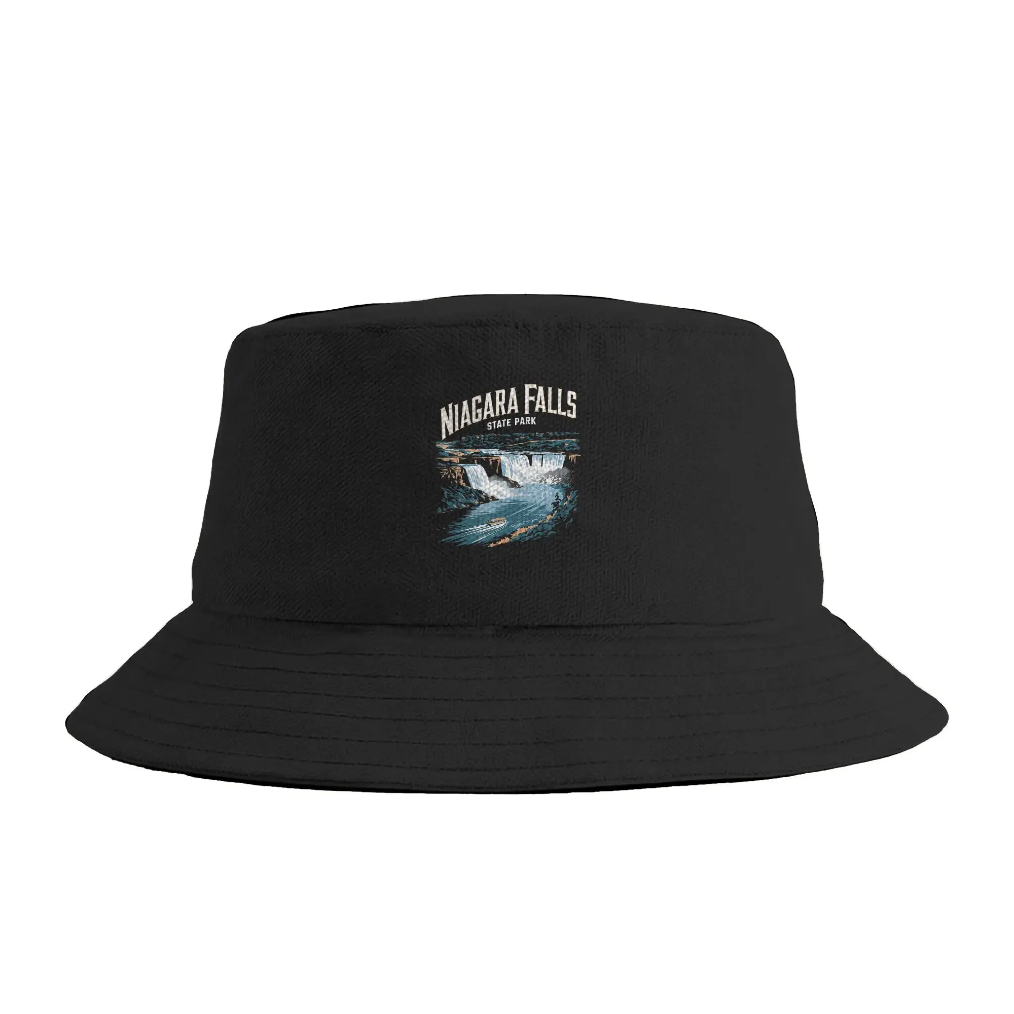 Vintage Niagara Falls State Park Boat Waterfall Souvenir Bucket Hat  Hawaii Fisherman Caps Foldable Vacation Sun Hats