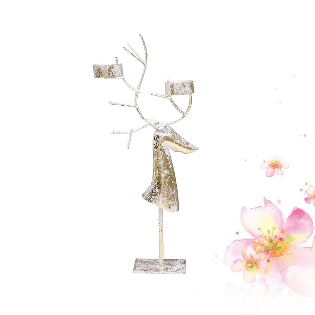 Sturdy Iron Art Reindeer Candlestick Christmas Table Holder Tea Light Stand For Holiday Mantle Fireplace Decor Size S