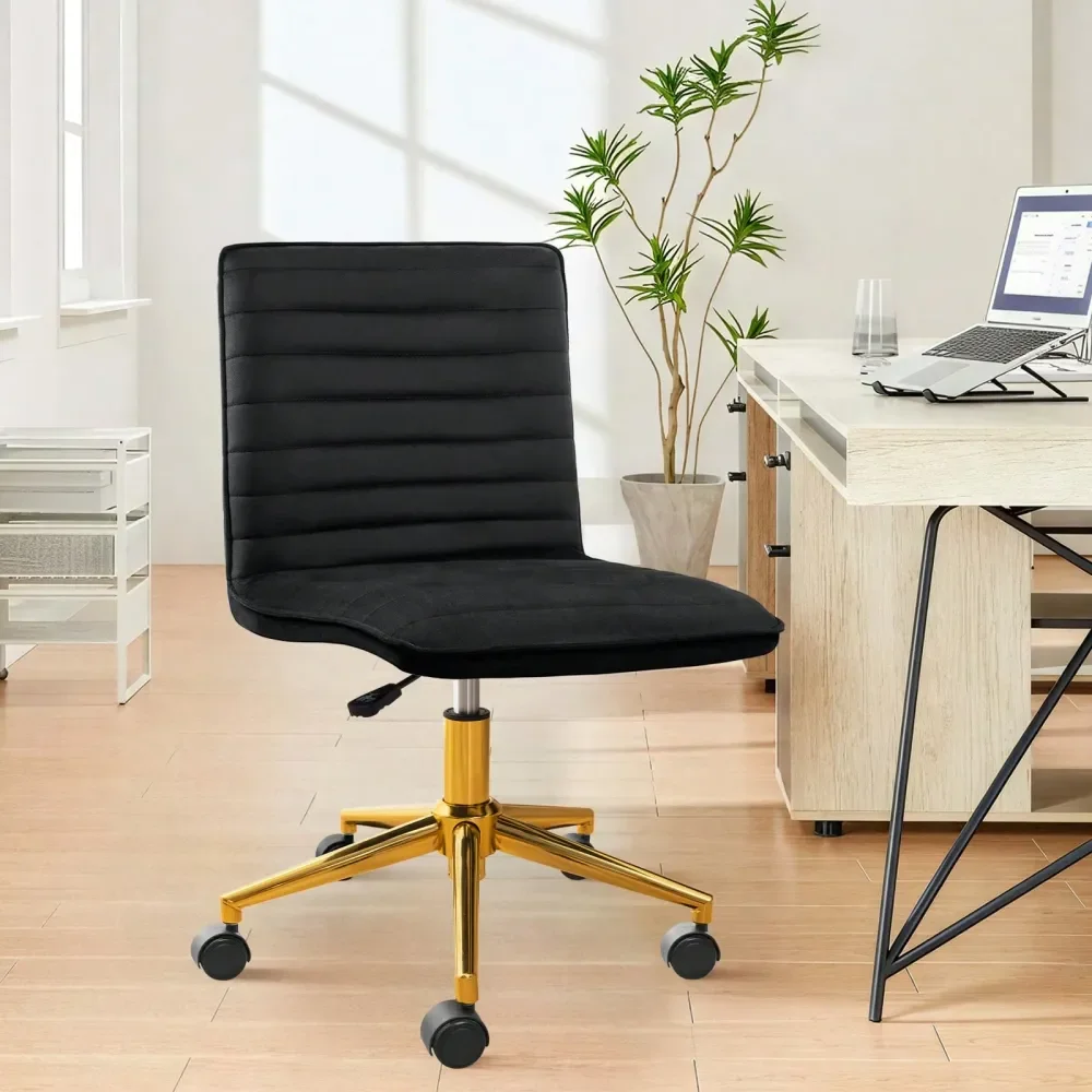 

18.5 Tufted Velvet Upholstered Swivel Home Office Chair Modern MidBack Armless Computer Chair Luxurious Height Adjustable Desk C
