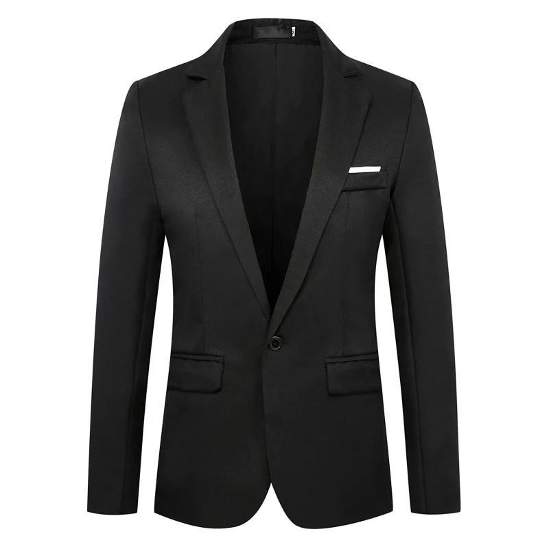

Business Casual Slim Fit Autumn Wear Korean Style Men's Suit Tuxedo Breathable Cotton Polyester Blend Long Sleeve Single Button