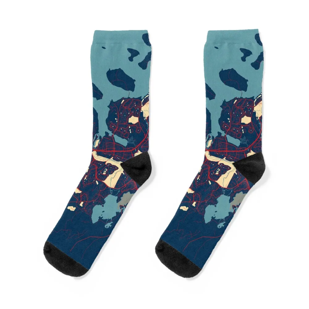 

Reykjavik City Map of Iceland - Hope Socks professional running floor valentine gift ideas designer Woman Socks Men's
