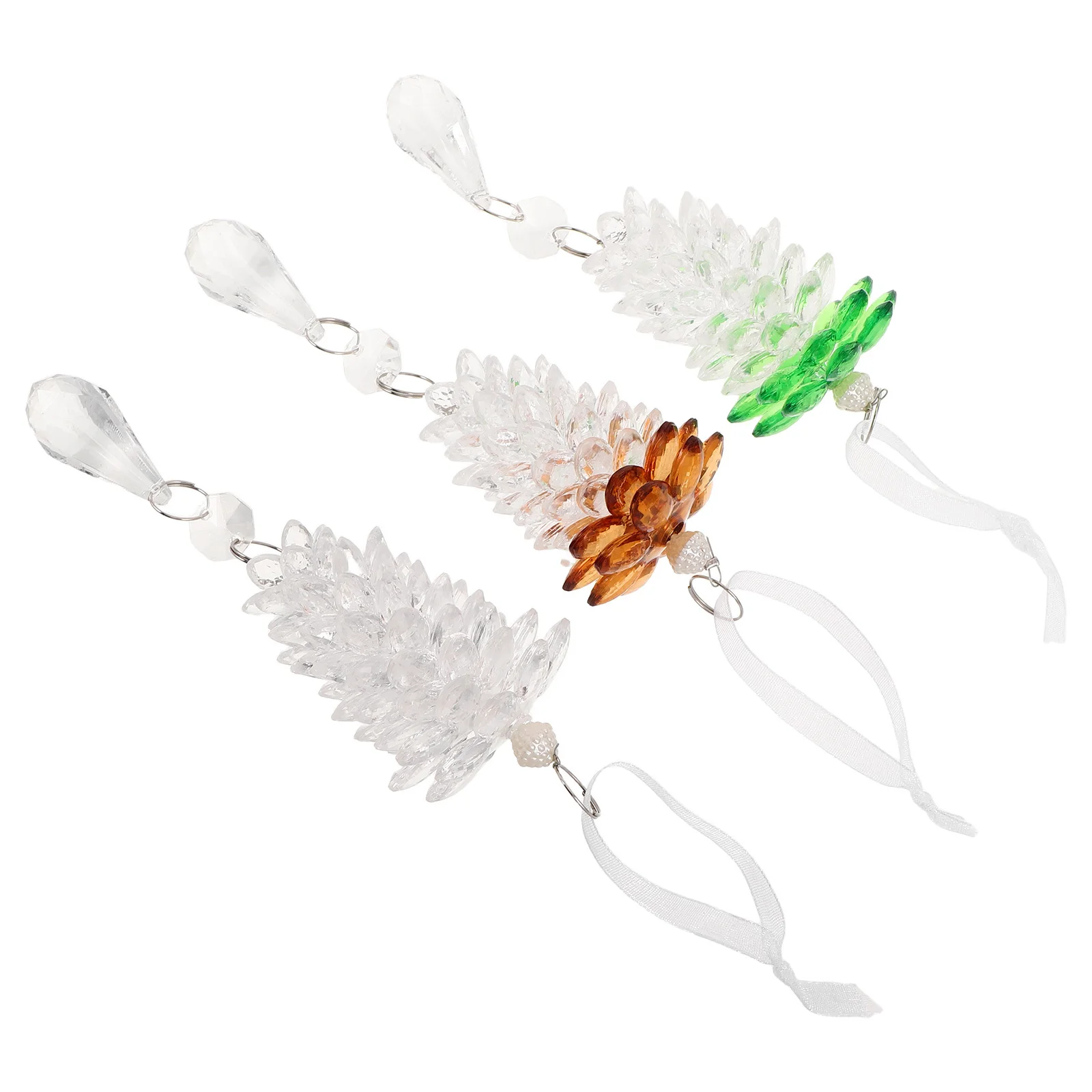 

3Pcs Crystal Pinecone Hanging Ornaments Acrylic Transparent Pine Cones Decorations for Christmas Tree Holiday Xmas Decor