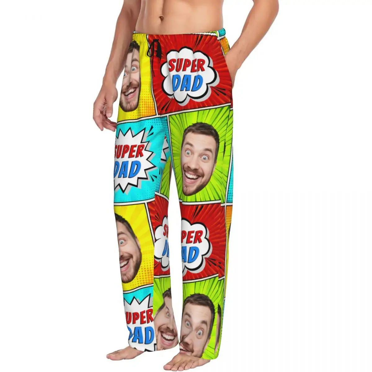 الرجال سوبر أبي مخصص بيجامة السراويل شخصية الوجه صور تصميم ملابس خاصة صالة النوم قيعان مع جيوب #2