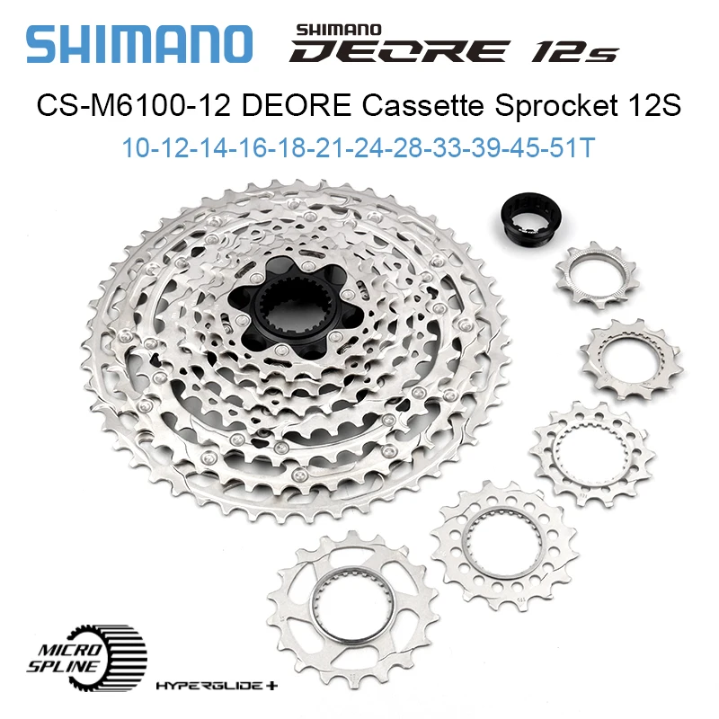 Shimano Deore M6100 12S MTB Cassette 51T Micro Spline 12V K7 Mountain Bike 12 Speed Ratchet HYPERGLIDE Bicycle MS Freewheel