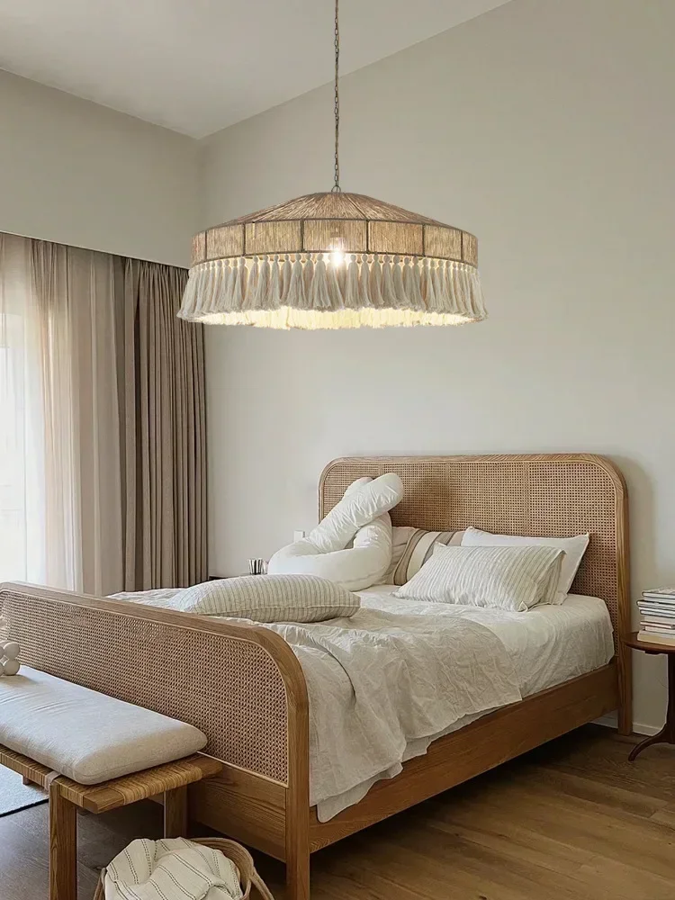 Nordic LED Chandelier Chandelier With Tassels For Bedroom Living Room Kitchen Shop Handmade Rustic Pendant Lamps