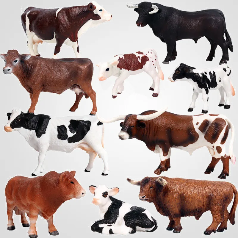 High quality Action Figure Simulation Animals Model Realistic Design Cattle Cow Bull Home Decor Educational Toys For Kids Gift