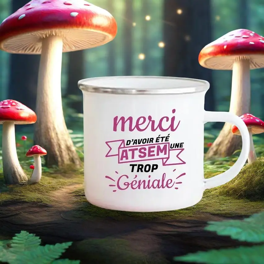 Merci Maîtresse Super Atsem Mug Funny Coffee Cups Enamel Cup Beer Mugs Cup for Tea Drinkware Rare Travel Cute Original Unusual