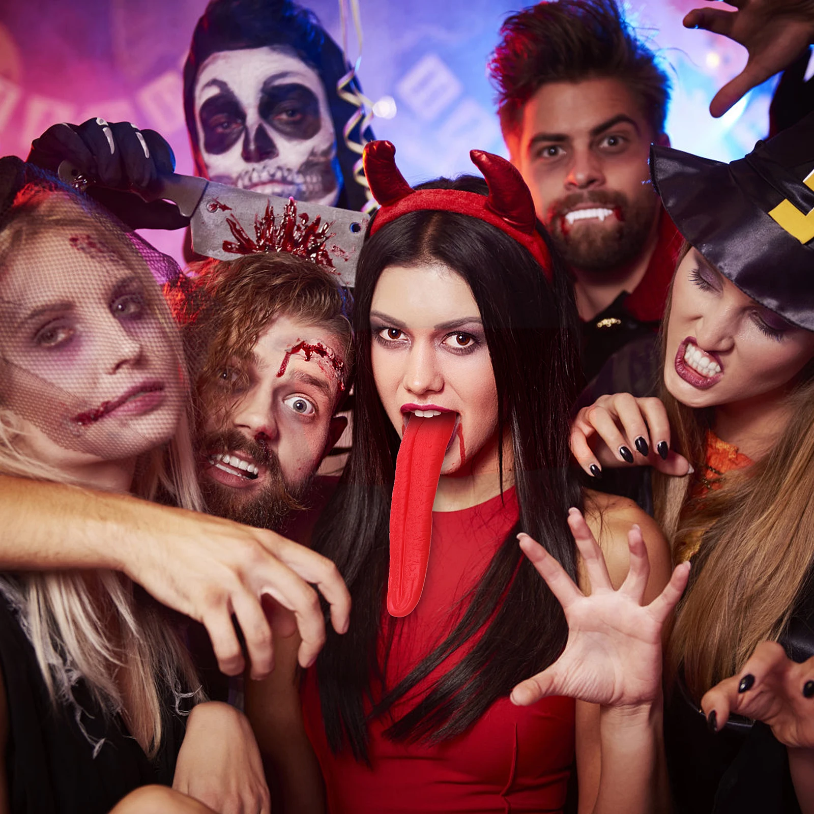 2 PCS Cosplay Prop Prank Tongue Super Long Simulated Props Halloween Fake Tongues Large Red Scary Stage