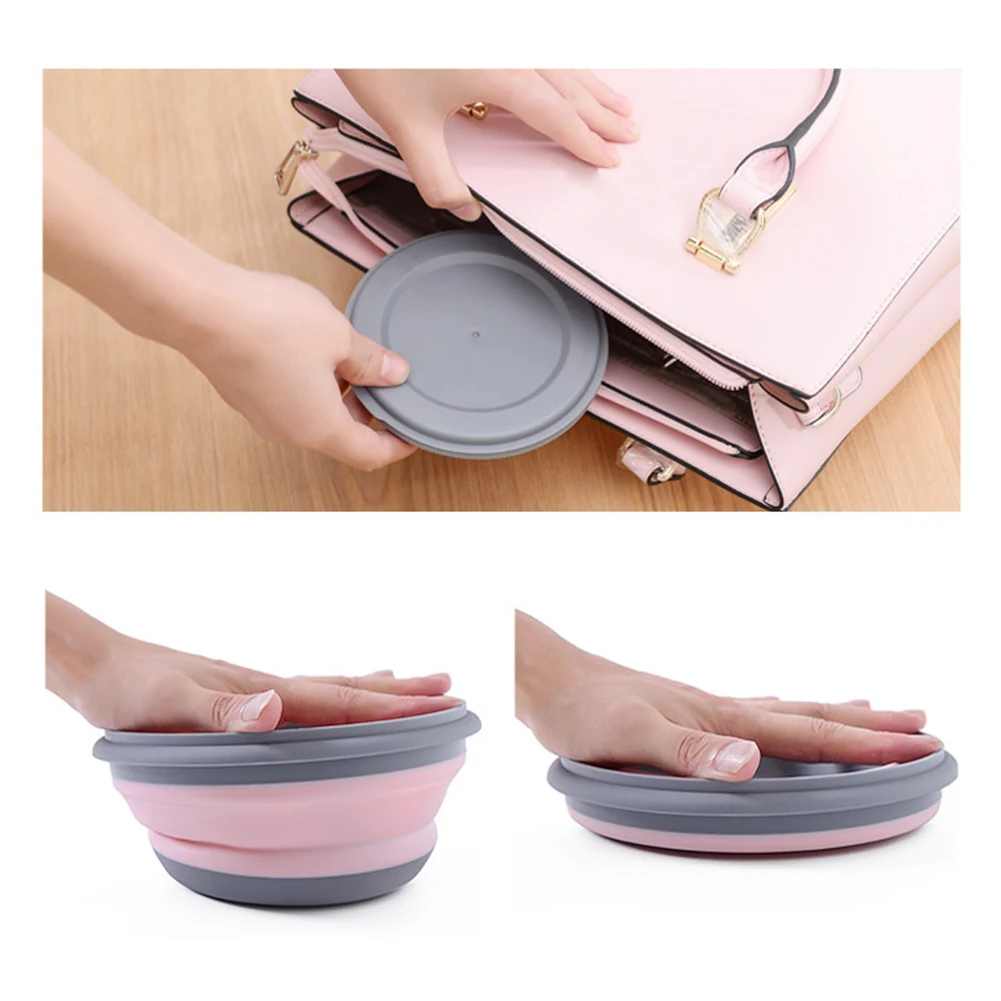 Portable Folding Lunch Box Bowl Sets Silicone 3Pcs/Set Food Container Outdoor Camping Tableware Set Foldable Salad Bowl with Lid