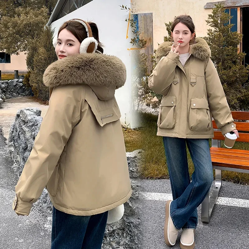 Puffer Coat Ladies Winter 2025 New Overcame Short Down Jacket Women Parkas Fur Collar Warm Cotton Padded Jacket Fashion Overcoat