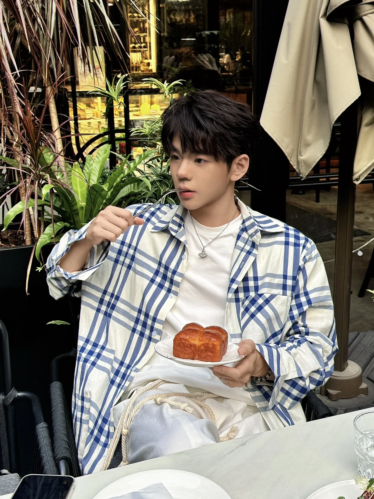 

Свободный крой Long Sve Plaid irt ex Casual Sle Blue White ids Lazy Rich Man Trend Корейский Sle Полиэфирное волокно irt