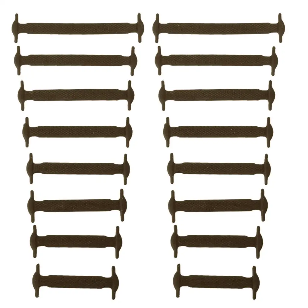 أربطة حذاء سيليكون مرنة بدون ربطة عنق باللون البني مقاس كبير