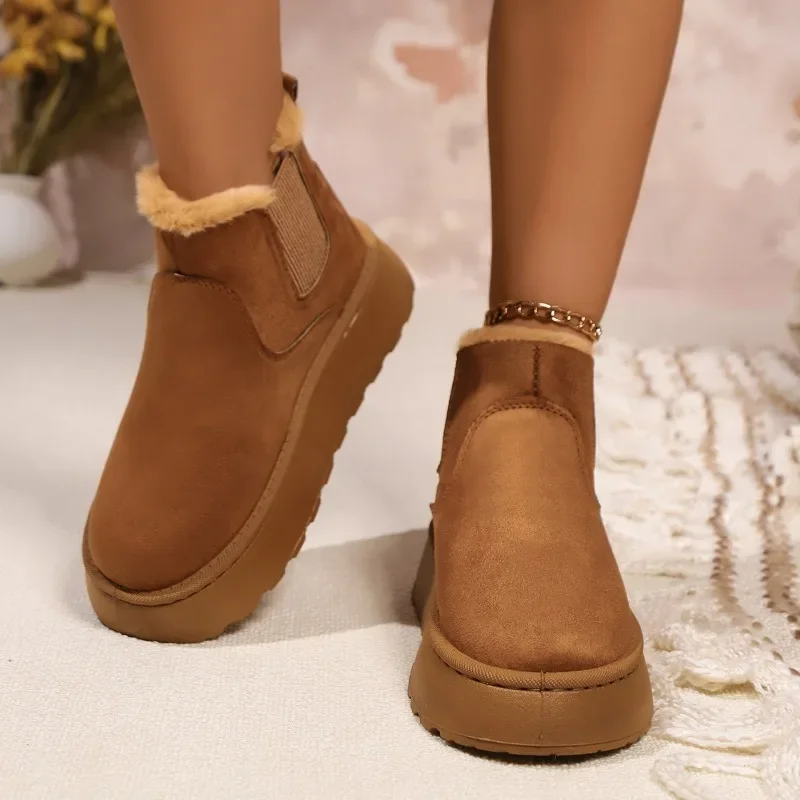 2024 Merk Vrouwen Schoenen Winter Hot Koop Vrouwen Snowboots Mode Suède Platform Platte Enkellaarsjes Trend Veelzijdige Schoenen botas