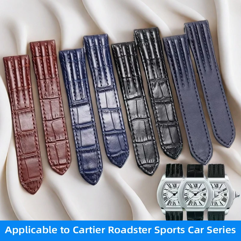 

19mm 20mm For Cartier Roadster W6206018 W6206017 Nylon Watchband Canvas Quick Cowhide Watch Strap Men Women Wristband Replace