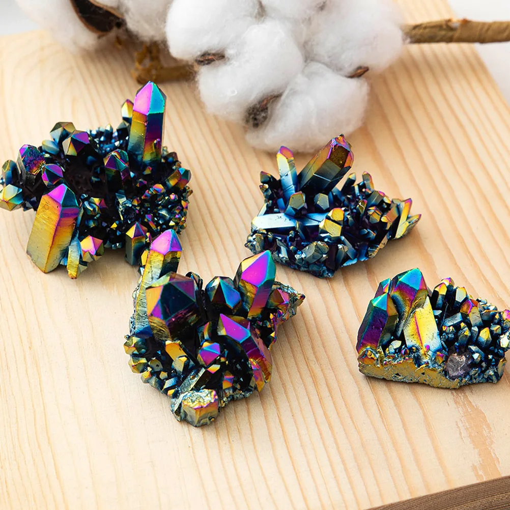 

2Pcs Natural Crystal Cluster Stone Ornament for Desktop Fish Tank Gardening Decor DIY Crafts Material Salt Fresh Water Safe