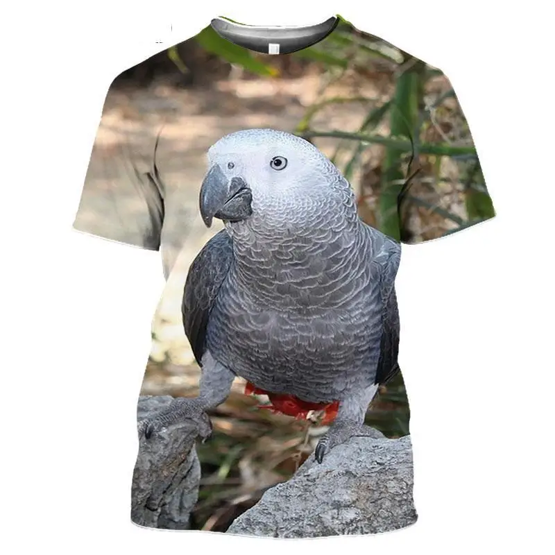 Fashion Fun Birds Parrot graphic t shirts Men Summer Casual Personality Animal Pattern Printed Short Sleeve streetwear Tees Tops