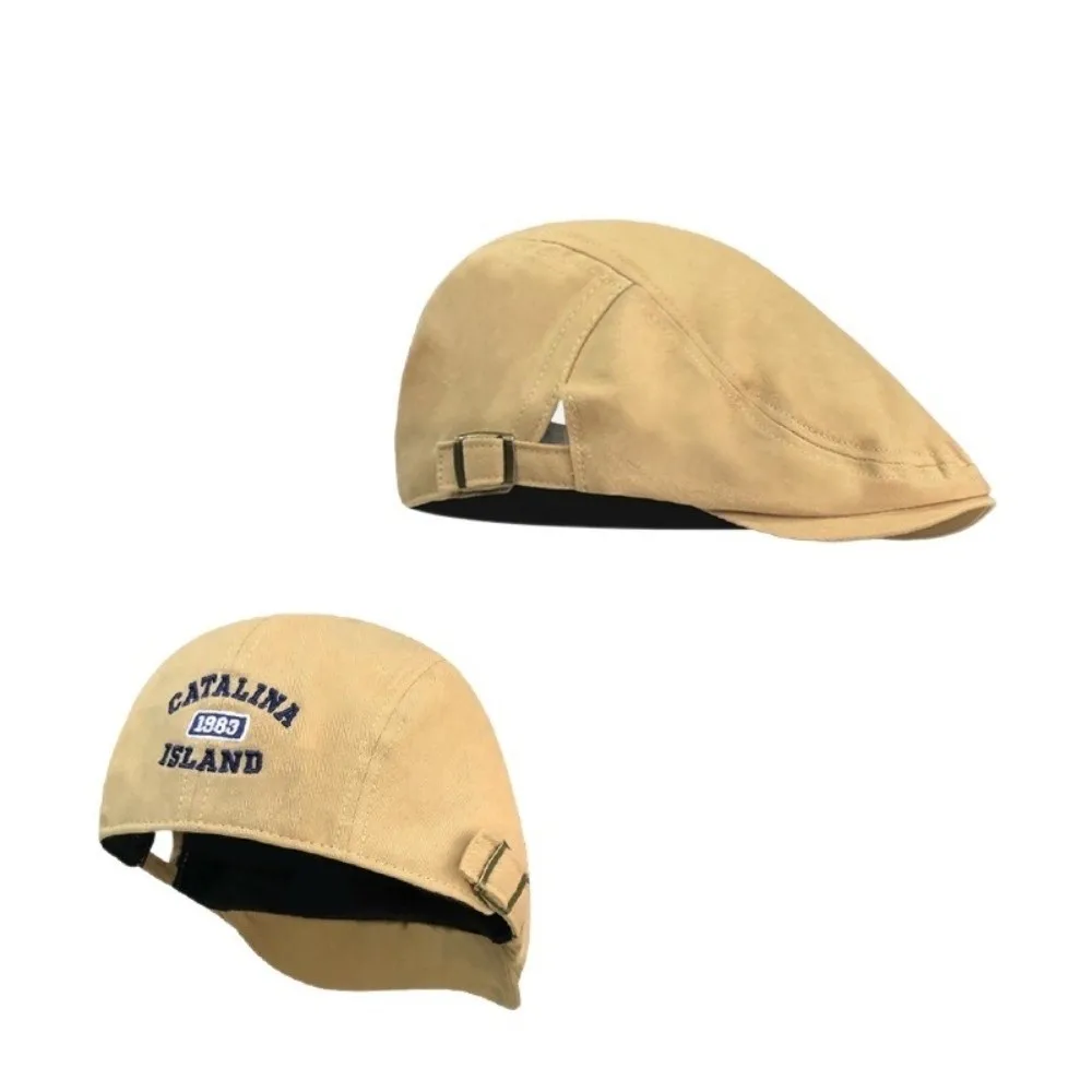 

Cool Cotton Letter Embroidery Beret Flat Adjustable Forward Hat Versatile Classic Newsboy Cap Women