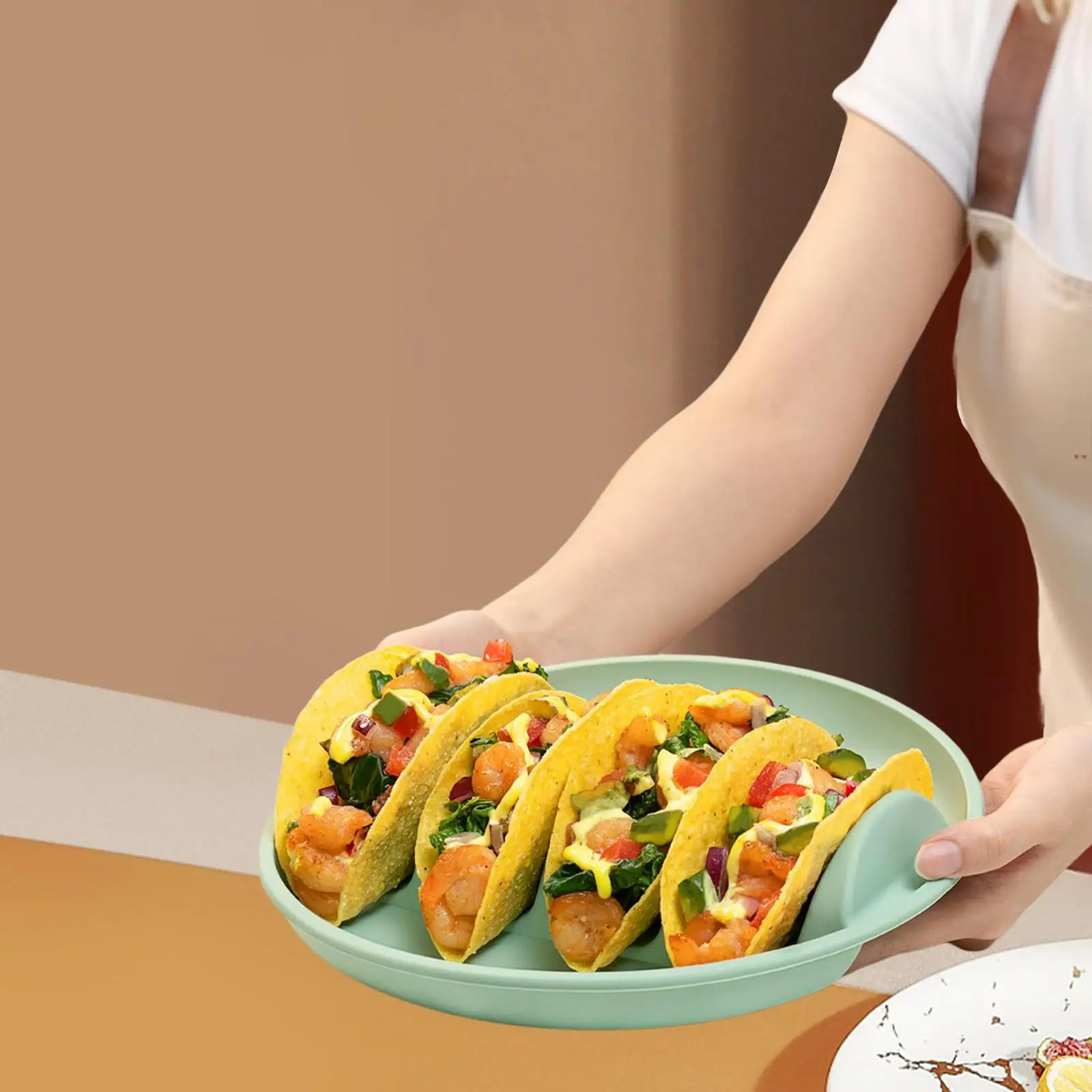 Multi Slot Taco Holder Silicone Plates Non Slip Base for Hard Soft Tacos Kitchen Dining Appliance