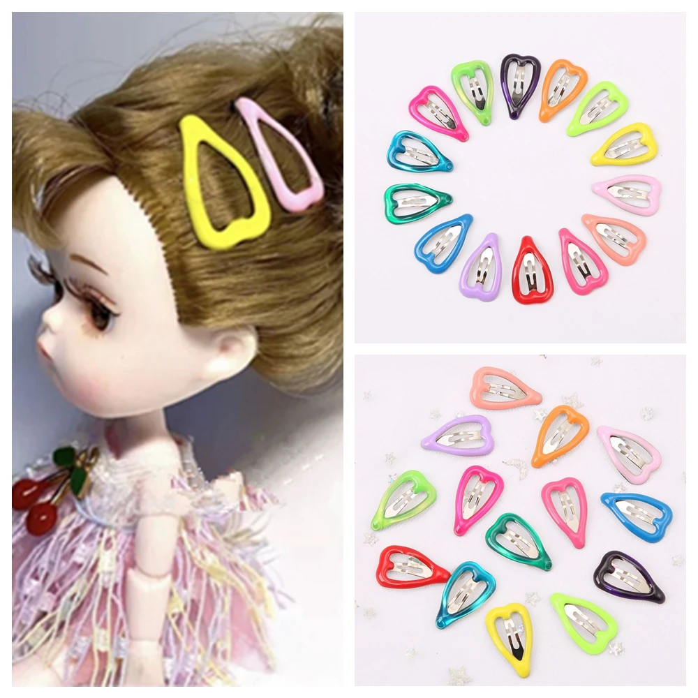 Random Color 10 Pcs Fashion Candy Colors Heart Shape Mini  Hairpin Headwear Hair Clip  For BJD and Blyth
