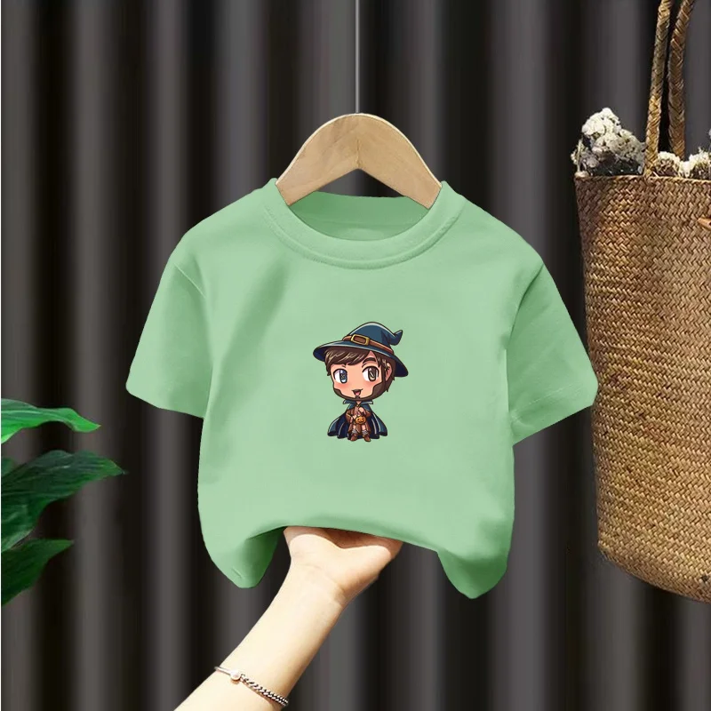 Populaire digitaal printen ronde hals lange mouwen cartoon animatie kinder T-shirt met korte mouwen 2024 nieuwe top