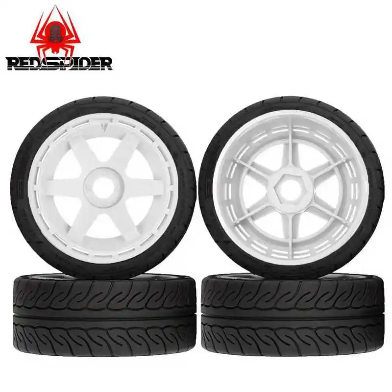 4pcs RC WRC Rally Tires and Wheel Rims for 1/7 1/8 MJX KM Thor FS Racing Ford Mustang KKPIT Blackbird ZD Racing Upgrade Parts view 4