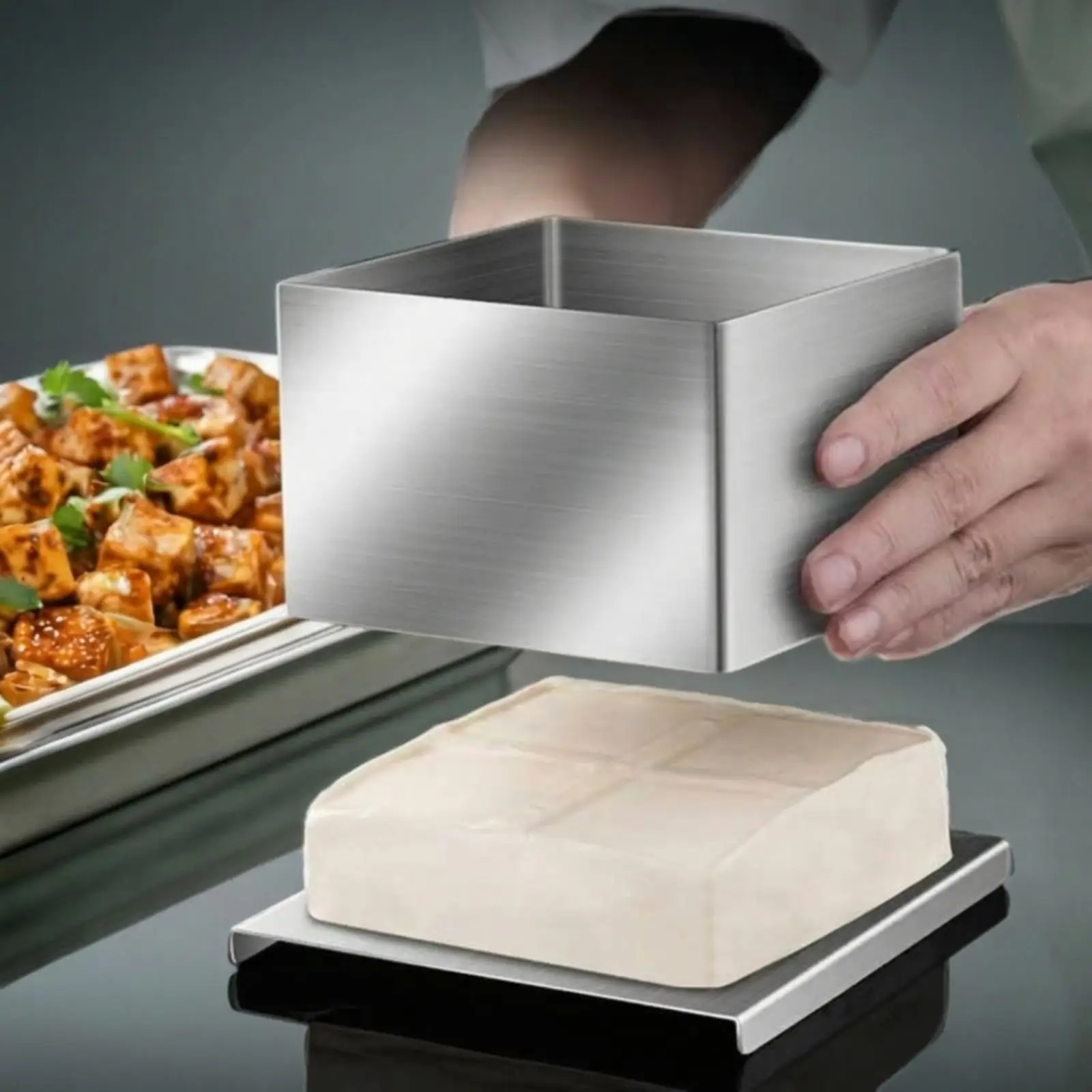 Tofu Mold with Pressing Plate Food-Grade Stainless Steel Tofu Press Resistant for Vegetarians, Home Cooks, Kitchen