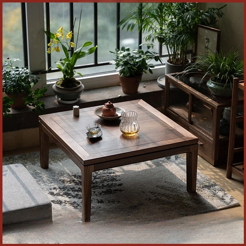 Square small kang table black walnut bay window coffee simple zen balcony low square table