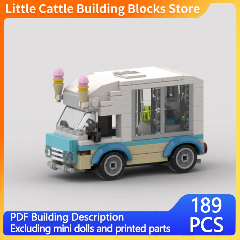 City Car Model MOC Building Bricks 900T Ice Cream Sales Truck Modular Technology Children Holiday Gifts Assemble Toys Suit