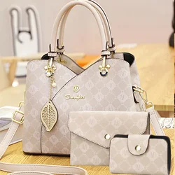 Chic Geometric Print Women's Handbag - Versatile Faux Leather Tote with Large Capacity, Zip Closure & Polyester Lining - Perfect