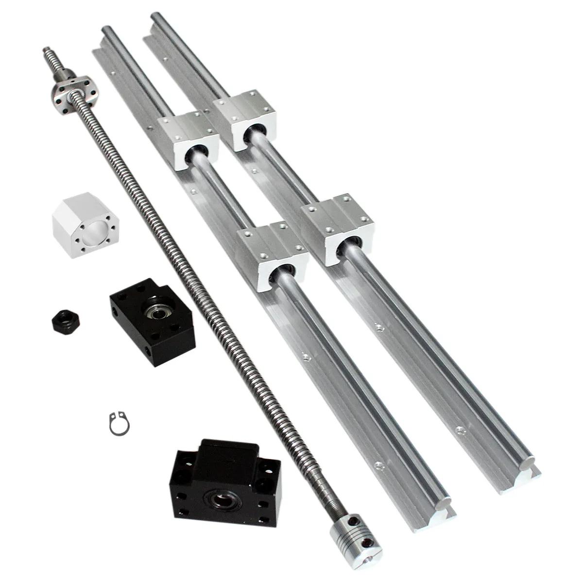 SFU1605 Ball Screw 300 mm +BKBF12 End Support Block+1605 Nut Housing + 4PCS SBR16 Linear Rail Support +SBR16UU For XYZ CNC Parts