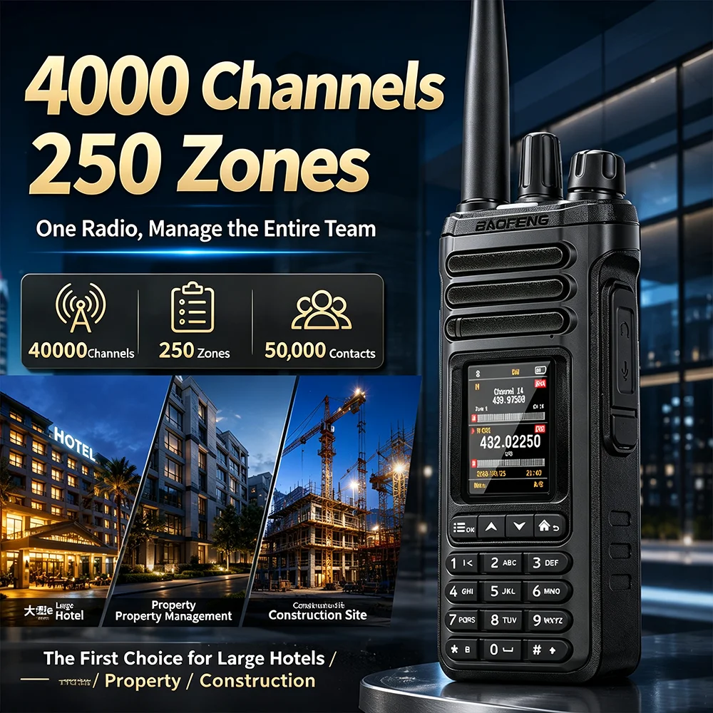 BAOFENG DM-36 with PPT Ring, DMR Digital/Analog Dual-Mode Handheld Radio, One-Key Scan & Bluetooth Programming for Road Trip