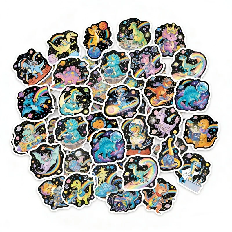 

10/30PCS Kawaii Space Dinosaurs Colored PVC Adhesive Stickers Aesthetic DIY Phone Laptop Luggage Skateboard Graffiti Decals