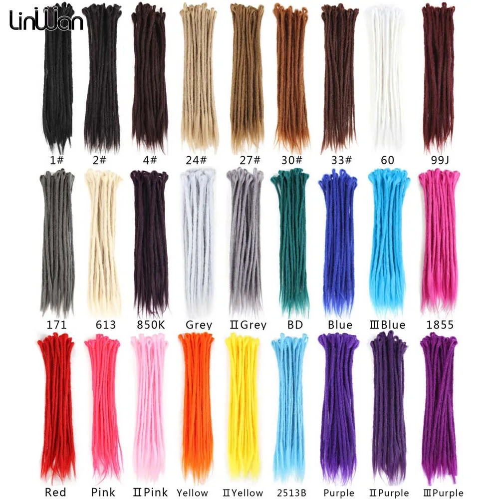 LINWAN-Extensões Handmade Dreadlock Sintético Para Mulheres, Cabelo De Crochê, 20 Polegadas, Dreadlocks, Tranças De Crochê