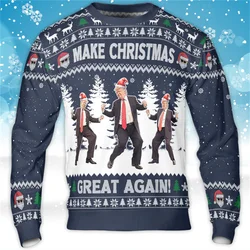 Maak Kerstmis weer geweldig Trump Sweatshirt voor mannen Grappige Trump dansende lelijke kersttrui 3D volledig bedrukte sweatshirts